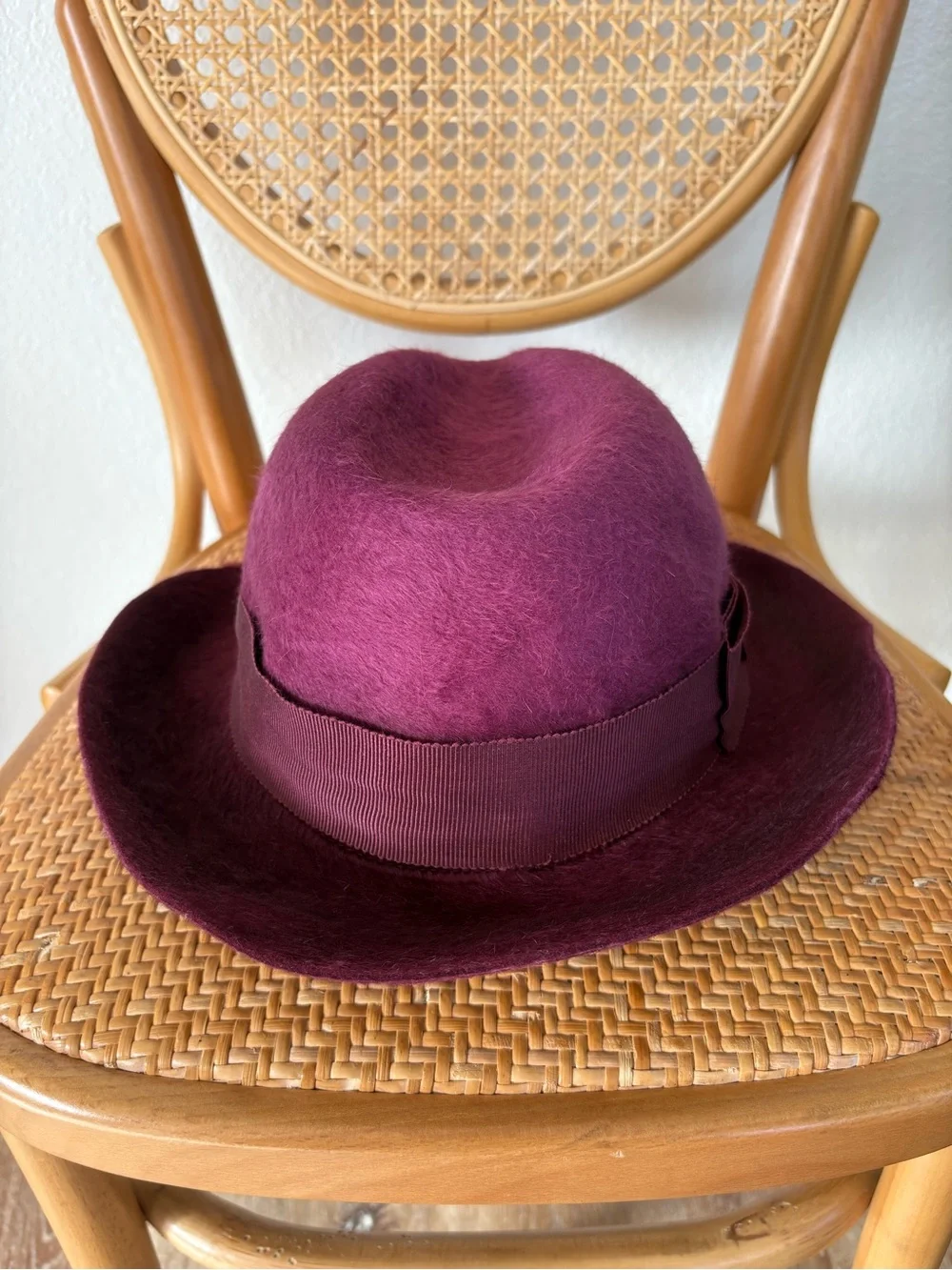 Helen Kaminski Rabbit Fur Felt Fedora Hat in Maroon Ombré| Fall, Chic,Classic